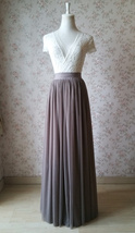 Brown Long Tulle Skirt Women Custom Plus Size Tulle Maxi Skirt Bridesmaid Skirt image 1