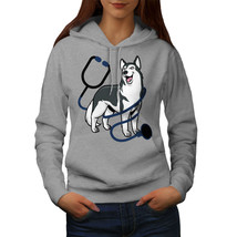 Wellcoda Vet Doctor Husky Womens Hoodie, Dog Happy Casual Hooded Sweatshirt - $36.82