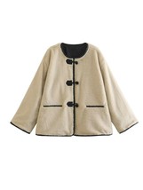 TRAF Women Fleece Jacket Winter Woman Coat 2022 Very Warm Parkas Faux Woolen Hea - £40.66 GBP
