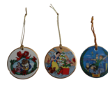 3x Disney Grolier Tis the Season &amp; Disneyland 1996 Flat Ceramic Ornament... - $17.00