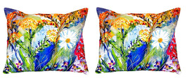 Pair of Betsy Drake Wild Flower No Cord Pillows 16 Inch X 20 Inch - £64.29 GBP