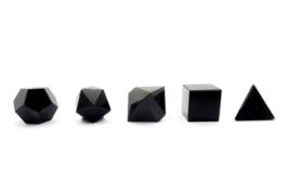 Black Obsidian geometry Set,shungite Gemstone 5pcs 12-15MM,crystal set+free gift - $19.33