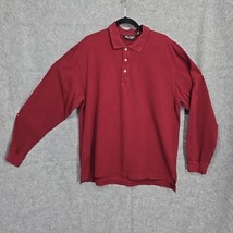 Eddie Bauer Mens Polo Sweater Large Burgundy Red Preppy Casual Outdoors ... - $11.80