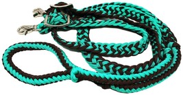Horse Western Knotted Nylon Braided Barrel Roping Reins Teal Brown 60764TL - $460.39 MXN