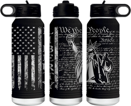 Liberty 32 Ounce American Flag Double Walled Stainless Steel Insulated 3... - $42.55