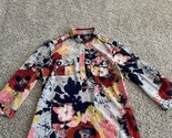 ANA  Women&#39;s Size Small Semi Sheer Multicolor Floral 3/4 Sleeve Top Buttons - $14.01