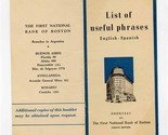 The First National Bank of Boston List of Useful Phrases Booklet 1948 Ar... - £17.25 GBP