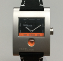 Fastrack Tank Watch Unisex 31mm Orange Black Dial Leather Band New Battery - £23.48 GBP