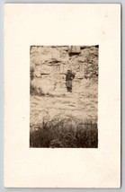 RPPC Man Posing On The Side Of Cliff Real Photo Postcard R25 - £10.17 GBP