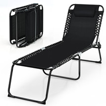 Costway Folding Beach Lounge Chair Patio Lounge Chaise w/Detachable Pill... - £94.01 GBP