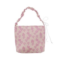 Pleated Handbag Women&#39;s Single Shoulder Bag Pink Flower Packet Cute Casual Totes - £19.41 GBP