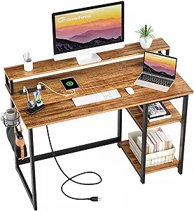 Computer Desk With Usb Charging Port And Power Outlet, Reversible Home O... - $203.99