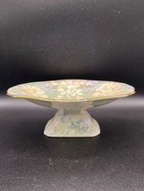 Royal Winton compote dish 7&quot; , scalloped gold edge &quot;Brocade&quot; aqua green VTG 30&#39;s - £19.24 GBP