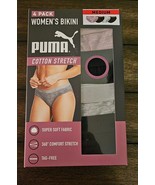 Puma, 4 Pk - Ladies' Soft Cotton, Stretch Low-Rise Bikini, Multicolor, Sz.M. NIB - $24.99