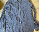 Loft Cotton Bl White Blue Stripe Long Sleeve Button Front Blouse Sz Medium - $26.93