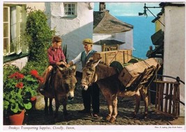 Postcard Donkeys Transporting Supplies Clovelly Devon England UK - £2.40 GBP