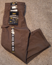 NWT Stanley Coffee Brown Canvas Fleece Lined Carpenter Pants Men&#39;s Size 38x30 - $25.22