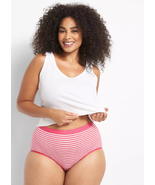 CACIQUE Cotton BRIEF Panties PLUS 22/24 PINK Cabaret STRIPES Lane Bryant... - $16.50