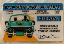 Back Seat Drivers License Joke Novelty ID Backseat Driver Fun Funny Prank - £6.99 GBP
