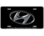 Hyundai &quot;3D&quot; Logo Inspired Art on Black FLAT Aluminum Novelty License Ta... - $17.99