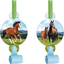 Horse and Pony Blowouts with Medallion 8 Pack Paper Birthday Favors Deco... - $10.99