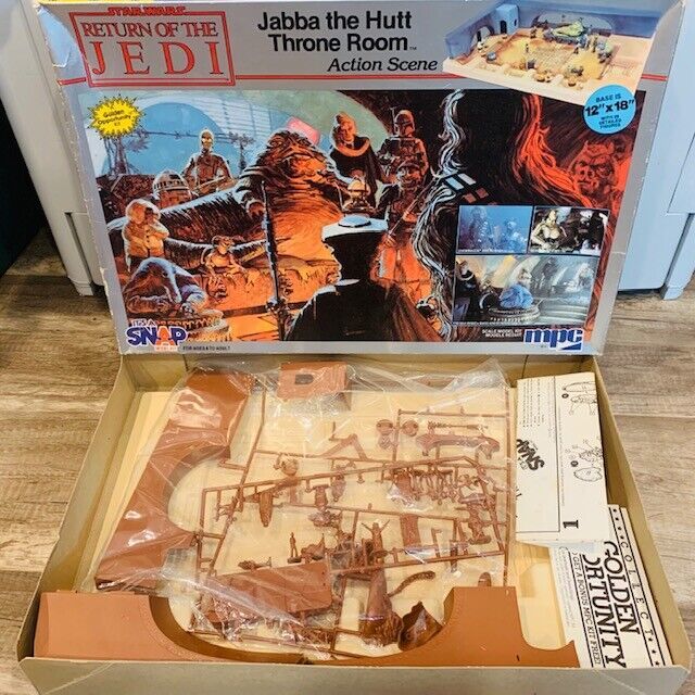 Star Wars Model kit MPC 1983 vtg Jabba Hutt Throne Room Action Scene figures box - $94.05