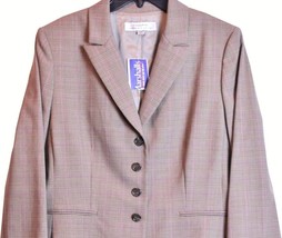 Tahari by Arthur S Levine Brown Plaid 4 Button Dress Jacket Size 14 - £39.43 GBP