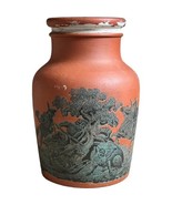 Terra Cotta Prattware Mustard Jar Black Transfer Boar Hunt 19th Century ... - $17.43