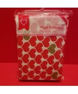 Tablecloth 70&quot; Round Vinyl Valentine Red Green Heart Table Cloth Home Ho... - £11.25 GBP
