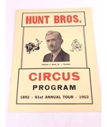 ✅ Circus Program 1953 Hunt Bros Souvenir Magazine Frank Biron&#39;s Wild Wes... - £15.63 GBP