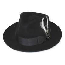 Men Bruno Capelo Hat Australian Wool Fedora Teardrop Crown Fabio FB220 Black image 3