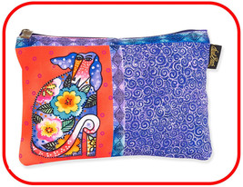 Laurel Burch &quot;Papillon&quot; Dog ~ #LB8511F Canvas 8.5&quot;x6&quot; Cosmetic Bag~Color Lining - £9.05 GBP