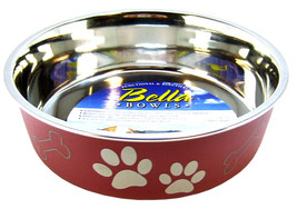 Loving Pets Merlot Stainless Steel Dish With Rubber Base Medium - 15 cou... - £105.42 GBP