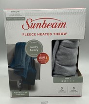 Sunbeam Fleece Electric Heated Throw, 50” x 60”, Grey - $37.99