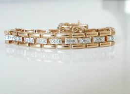 14K Rose Gold Finish Gate Link 5.5Ct Diamond Anniversary Fancy Bracelet For Gift - £139.78 GBP