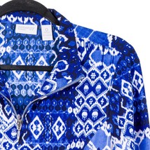Chicos Zenergy Jacket 0 Womens S 4 Blue White Full Zipper Pocket Diamond Geometr - £15.45 GBP