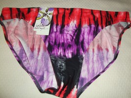 New Island Escape Shaper Pant Swimsuit Bottom BLACK/PURPLE/CORAL Tie Dye Sz 14 - £10.11 GBP