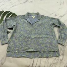 Maeve Anthropologie Embroidered Button Up Top Size 6 Blue Green Floral C... - $28.70