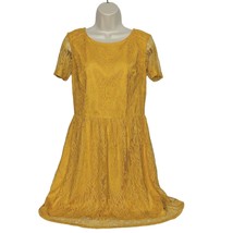 Gianni Bini Sheath Dress Small Mustard Yellow Ruffles Short Sleeve Lace ... - $37.62