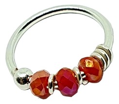 Nose Ring Red Fire Agate Faceted Beads 20g (0.8mm) 8mm 925 Silver Hoop Piercing - £5.30 GBP