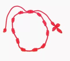 2 X Lucky Charms Rosary Red Bracelet, Pulsera Decenario, Cross Bracelet Knotted  - £7.69 GBP