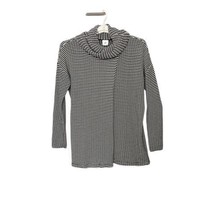 Cabi Womens Sweater Fergie Split Turtleneck Cowl Neck Black White Large 3167 - £23.12 GBP