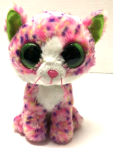 Ty Beanie Boo 6&quot; SOPHIE Cat Green Glitter Eyes Plush Figure - £3.89 GBP