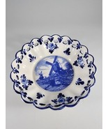 Blue Delft Deco Handpainted Open Tulip Bowl Windmill Flowers Granny Cott... - £11.85 GBP