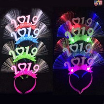 20 Pcs Lot 2019 New Year Party LED Flashing Headband Light Up Hair Band Glowing - £28.94 GBP