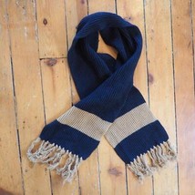 Vintage Black Tan Acrylic Winter Scarf made in Japan - £28.21 GBP