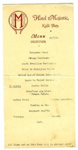 Hotel Majestic Menu 1935 Kalk Bay on Shore of False Bay Cape Town South Africa  - £70.01 GBP
