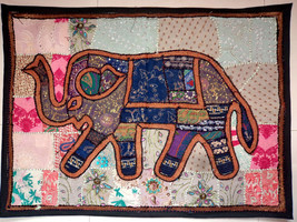 Indian Vintage Cotton Wall Tapestry Ethnic Elephant Hanging Decor Hippie X01 - £23.10 GBP