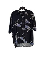 Men’s Silk Icon Collection Floral Black Short Sleeve 100% Silk Size M Be... - £14.25 GBP