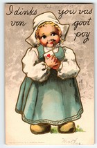 Valentines Postcard Dutch Girl Child Wood Shoes Vintage 1907 H I Robbins Boston - £10.03 GBP